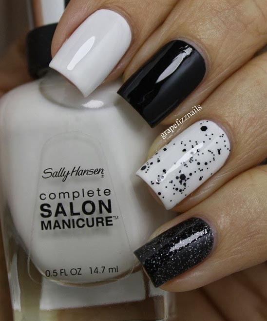 SIMPLE BLACK AND WHITE NAIL ART