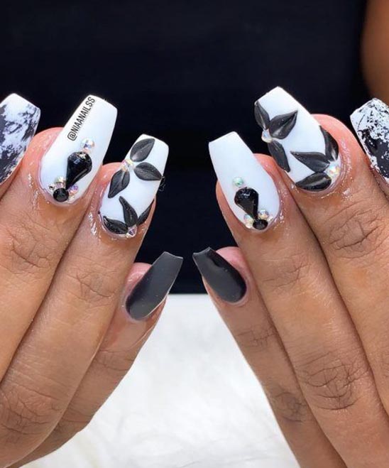 SIMPLE BLACK AND WHITE NAIL ART DESIGNS