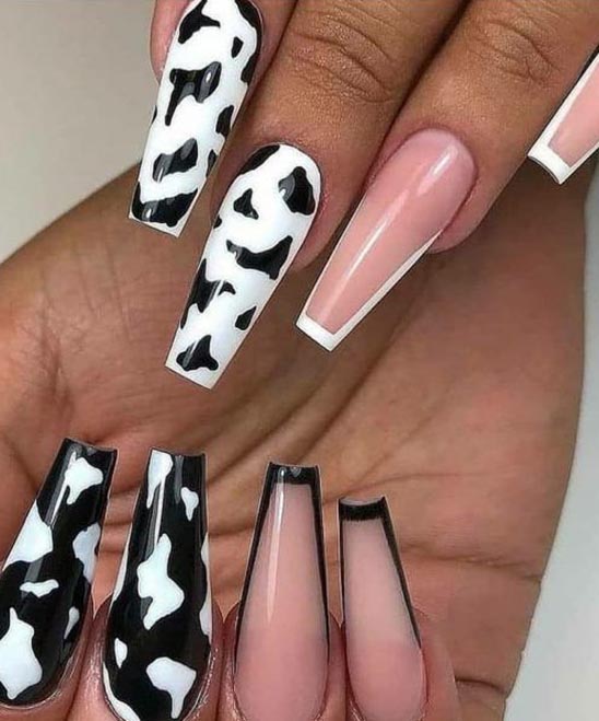 SIMPLE BLACK AND WHITE NAIL DESIGN