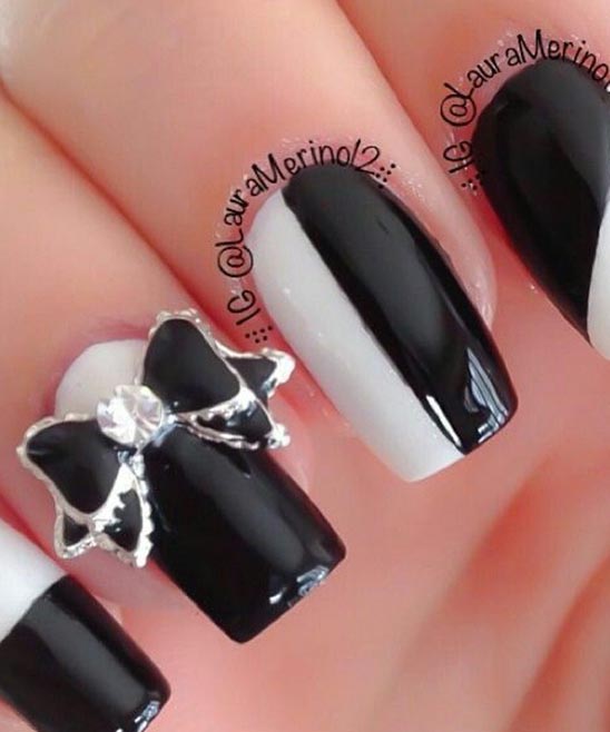 SIMPLE BLACK AND WHITE NAIL POLISH DESIGNS
