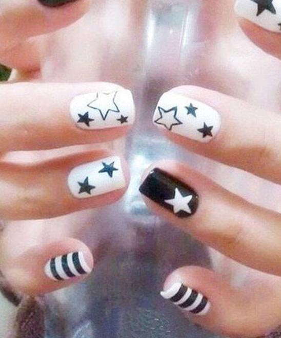 SIMPLE BLACK AND WHITE SHORT NAIL DESIGNS