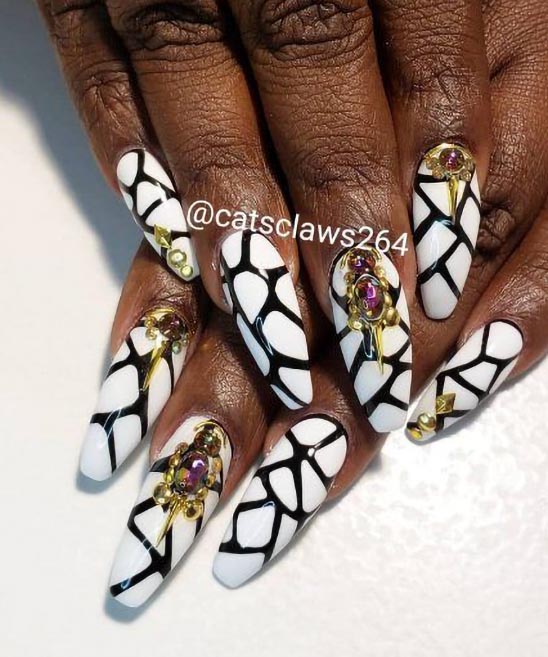 SIMPLE CLASSY BLACK AND WHITE NAIL DESIGNS