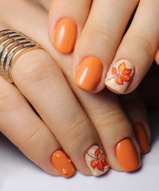 SIMPLE FALL LEAF NAIL ART