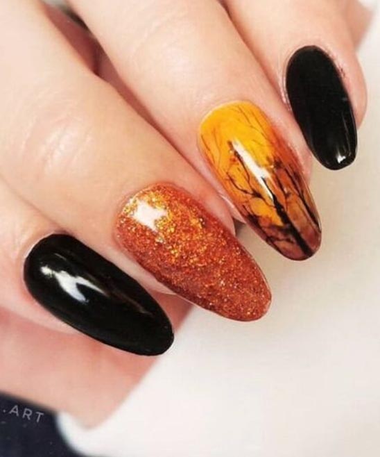 SIMPLE FALL LEAVES NAIL ART
