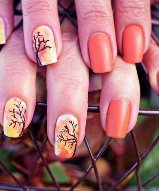 SIMPLE FALL NAIL DESIGNS FOR SHORT NAILS