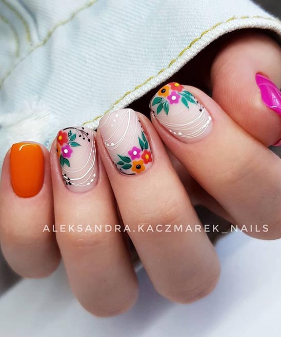 SIMPLE FLOWER DESIGN NAIL