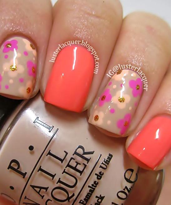 SIMPLE FLOWER DESIGN ON NAILS