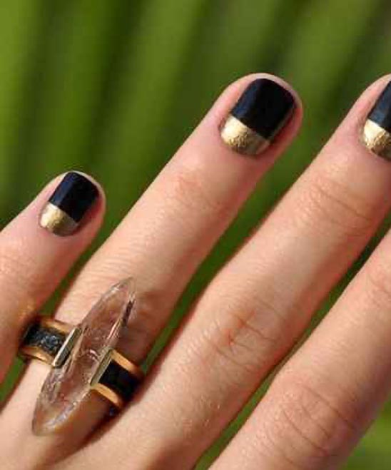 SIMPLE GOLD AND BLACK NAILS