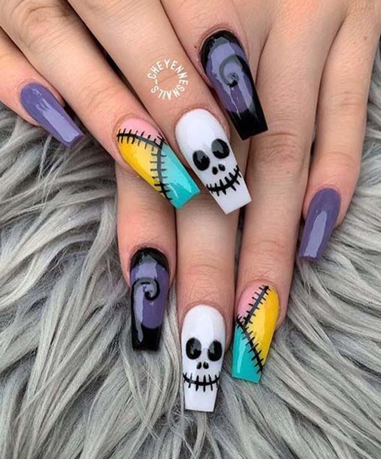 SIMPLE HALLOWEEN NAILS ALMOND SHAPE