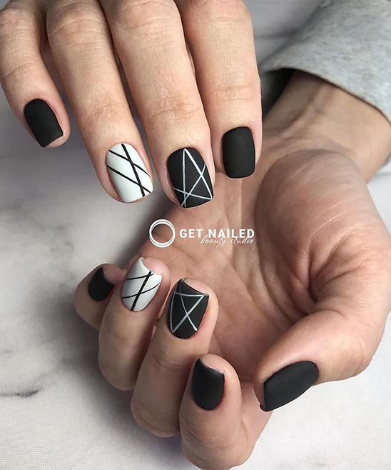 SIMPLE NAIL ART BLACK AND WHITE