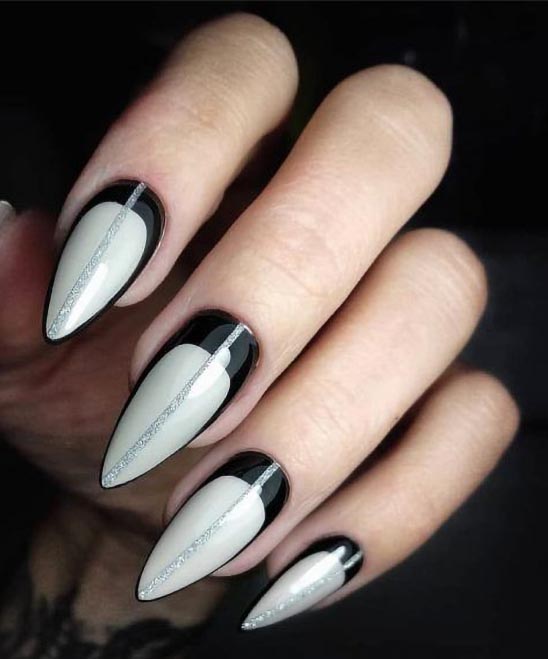 SIMPLE NAIL ART BLACK AND WHITE