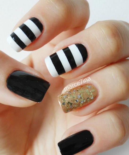 SIMPLE NAIL ART DESIGN BLACK AND WHITE