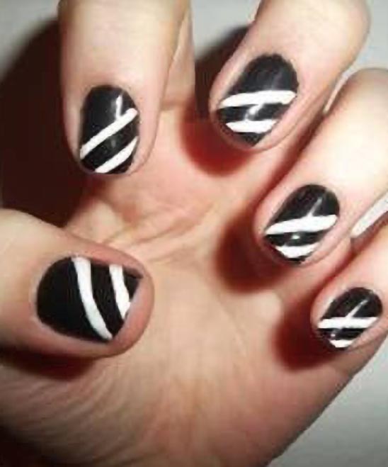 SIMPLE NAIL ART DESIGNS BLACK AND WHITE