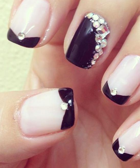 SIMPLE NAIL DESIGNS WITH RHINESTONES