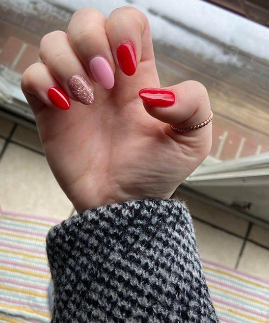 SIMPLE PINK VALENTINES DAY NAILS