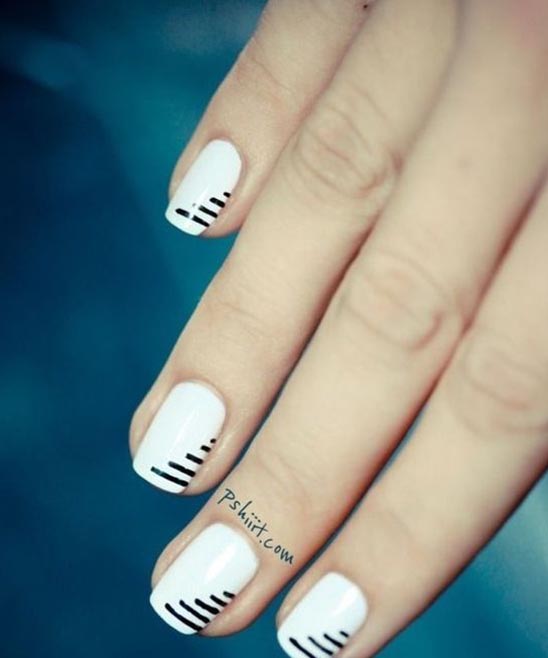 SIMPLE RED BLACK AND WHITE NAILS