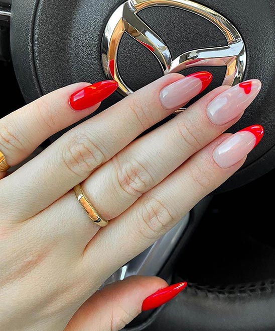 SIMPLE VALENTINE DESIGN ON SHORT NAILS