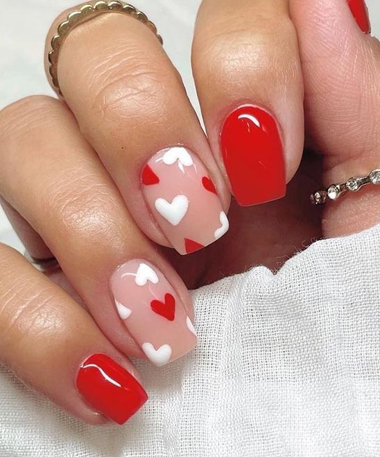SIMPLE VALENTINES DAY NAILS SQUARE