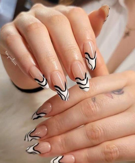 SIMPLE WHITE AND BLACK NAIL DESIGNS