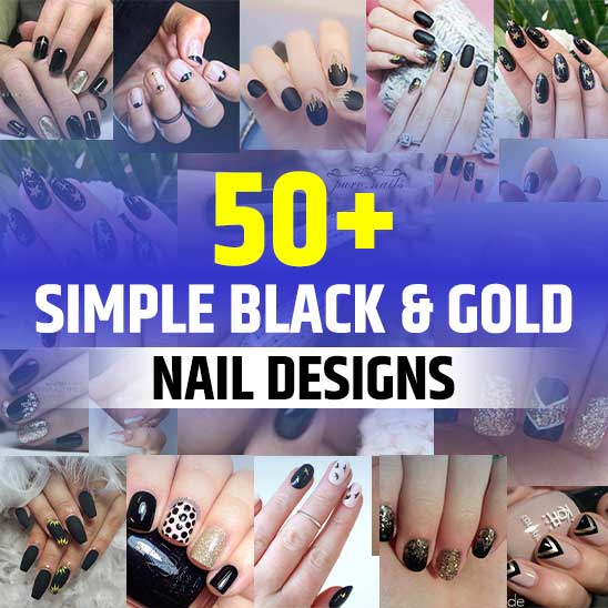 Simple Black and Gold Nails
