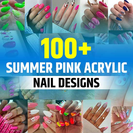 Summer Pink Acrylic Nails