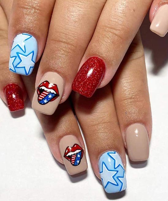 SIMPLE 4TH OF JULY ACRYLIC NAILS
