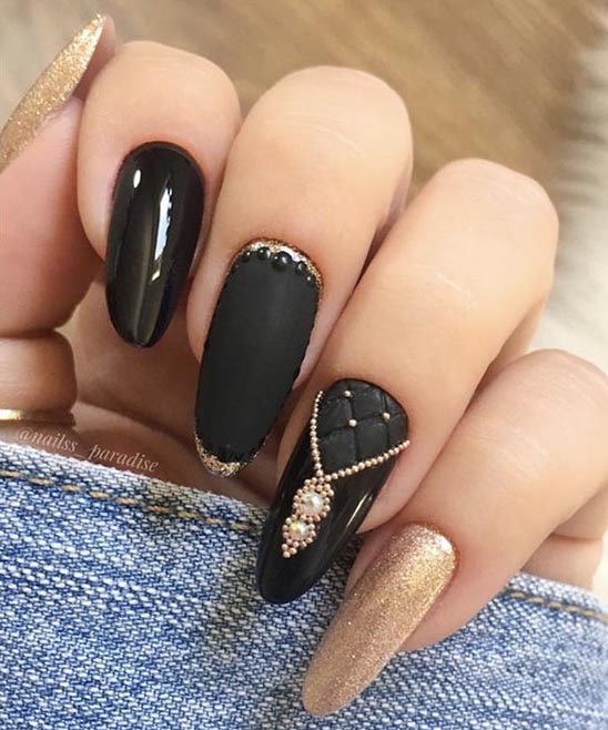 Sleek Black Almond Nails Design TailoringinHindi ACRYLIC NAILS BLACK DESIGN 1