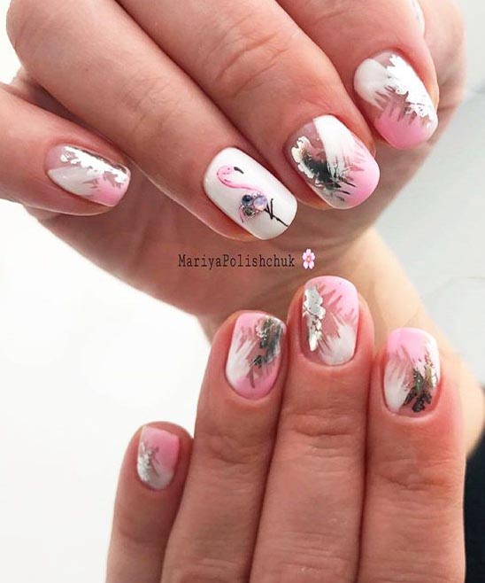 ACRYLIC NAILS CHROME DESIGNS IN PINK AND WHITE