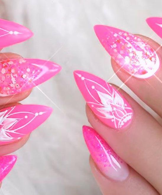ACRYLIC NAILS DESIGNS PINK AND WHITE