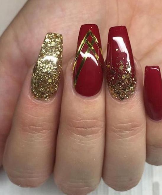 Acrylic Coffin Red Nail Designs