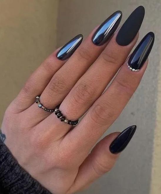 Sleek Black Almond Nails Design TailoringinHindi BLACK ALMOND NAIL DESIGN