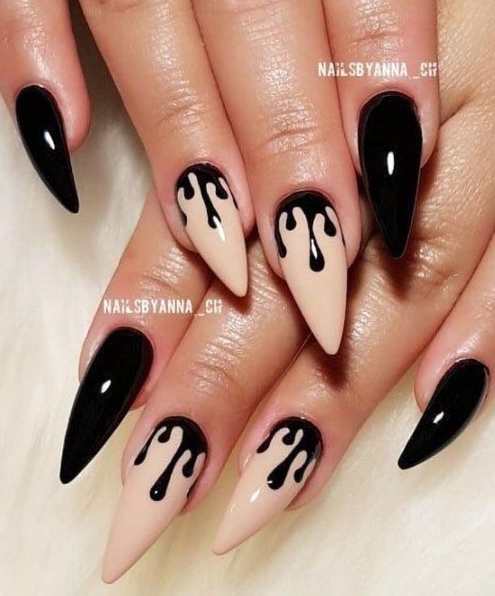 BLACK AND WHITE NAILS HALLOWEEN