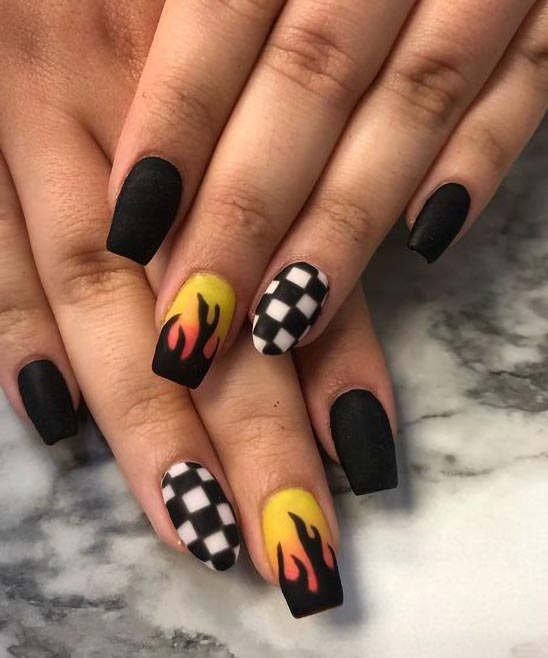 BLACK COFFIN NAIL DESIGNS