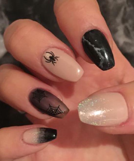 BLACK FRENCH TIP HALLOWEEN NAILS
