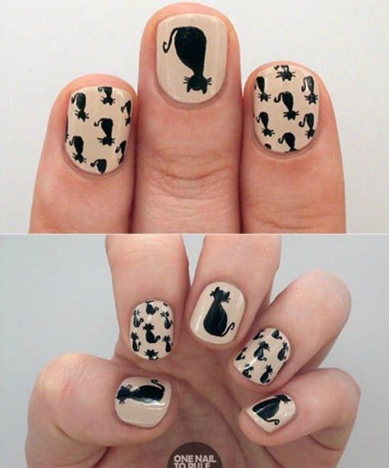 BLACK HALLOWEEN NAILS SHORT