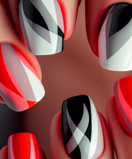 BLACK RED AND WHITE NAIL DESIGNS