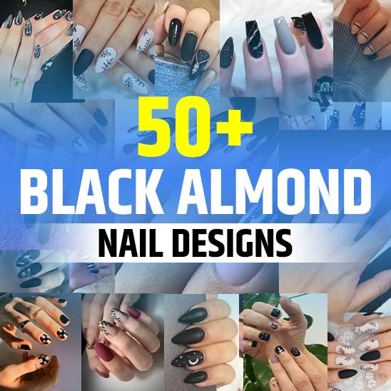 Black Almond Nails Design