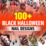 Black and Orange Halloween Nails