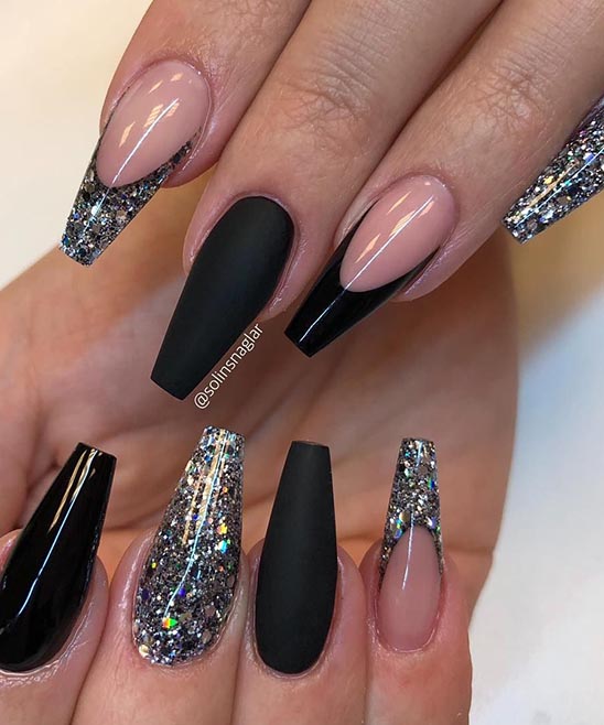 Blue Acrylic Nails Coffin With Design