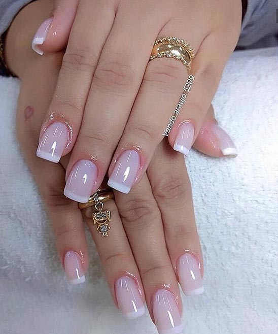 COFFIN FRENCH TIP NAILS SHORT