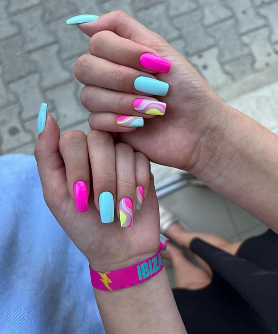 COFFIN SHAPED ACRYLIC NAILS SHORT