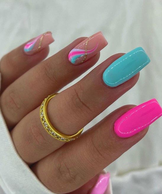 COFFIN SHORT PINK ACRYLIC NAILS