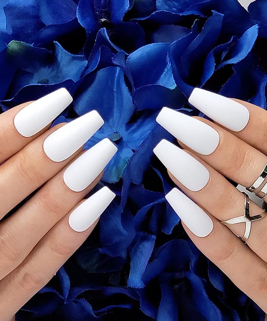 COFFIN WHITE NAILS WITH DESIGN