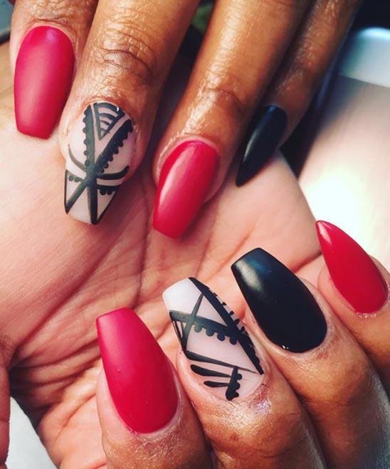 CUTE SHORT COFFIN NAIL DESIGNS