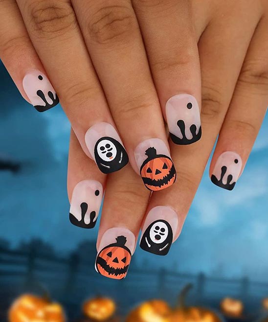 CUTE SHORT HALLOWEEN NAILS