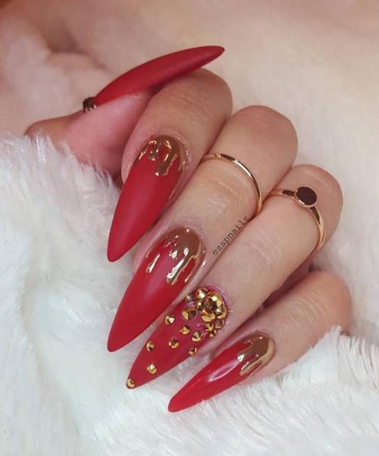 Christmas Nails Designs Red and Gold