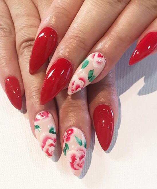 Coffin Dark Red Nail Designs