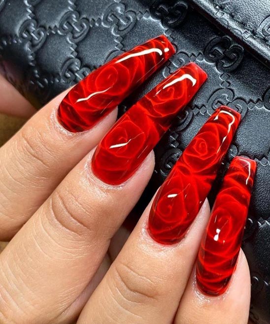 Coffin Nail Designs With Color Red