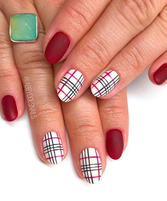 Cute Matte Coffin Glitter Nail Designs Dark Red