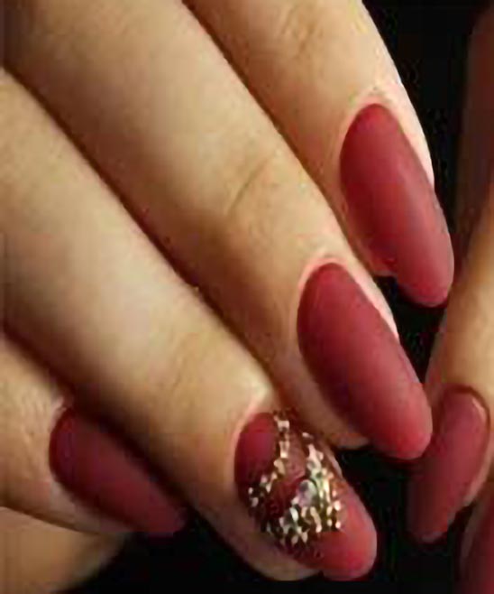 Dark Red Design Nails
